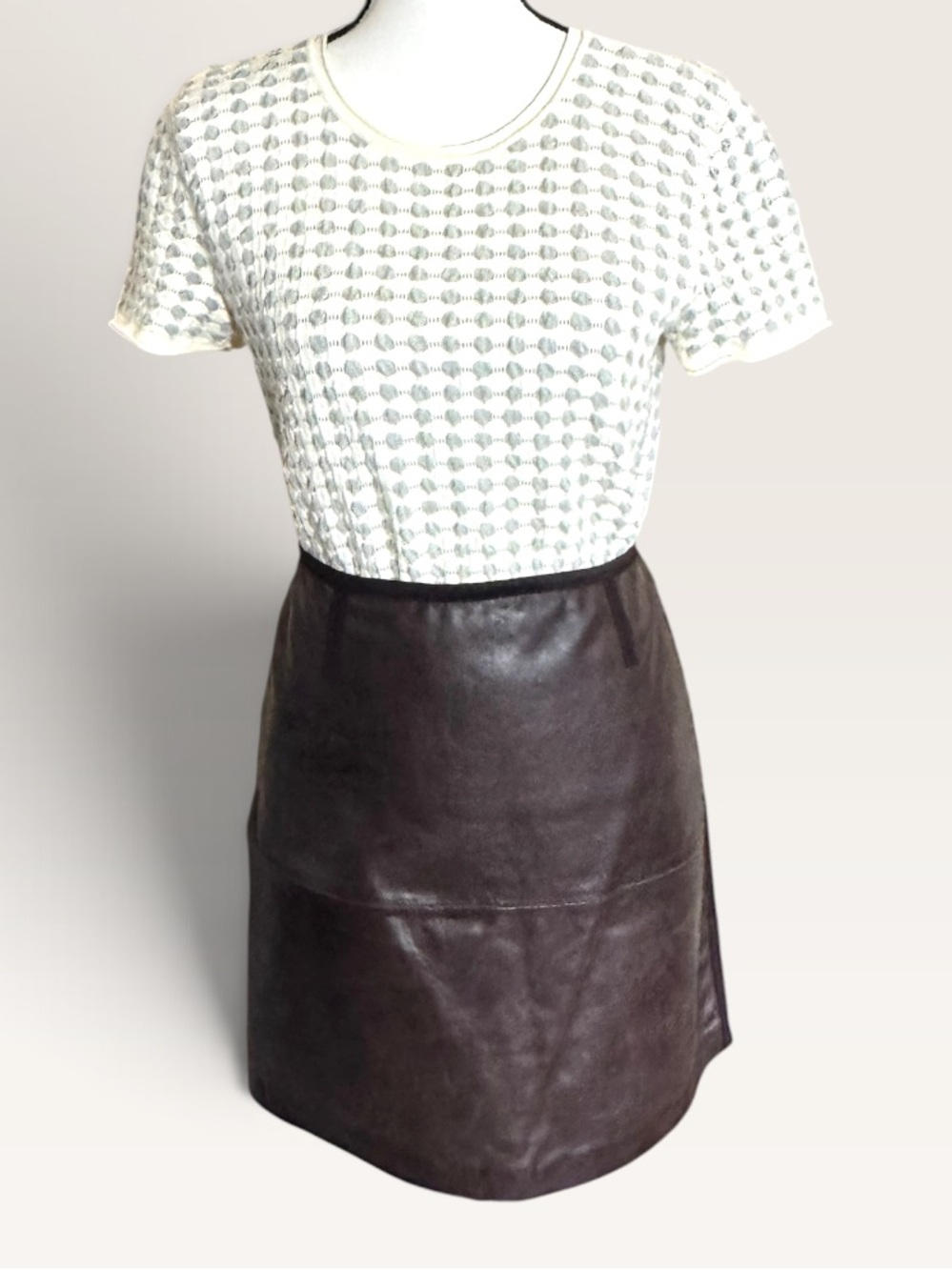 MODA International Leather Chocolate Brown Skirt 8